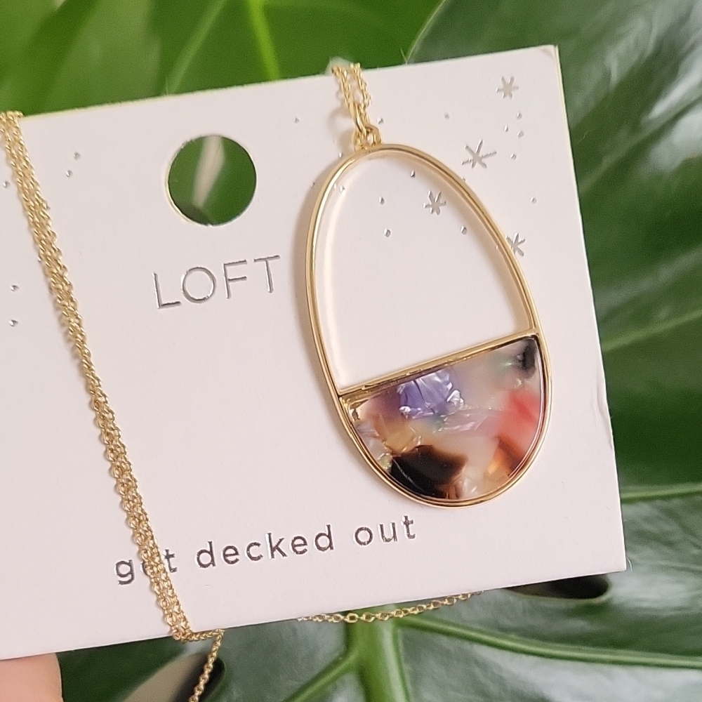 LOFT Gold and Colorful Pendant Necklace